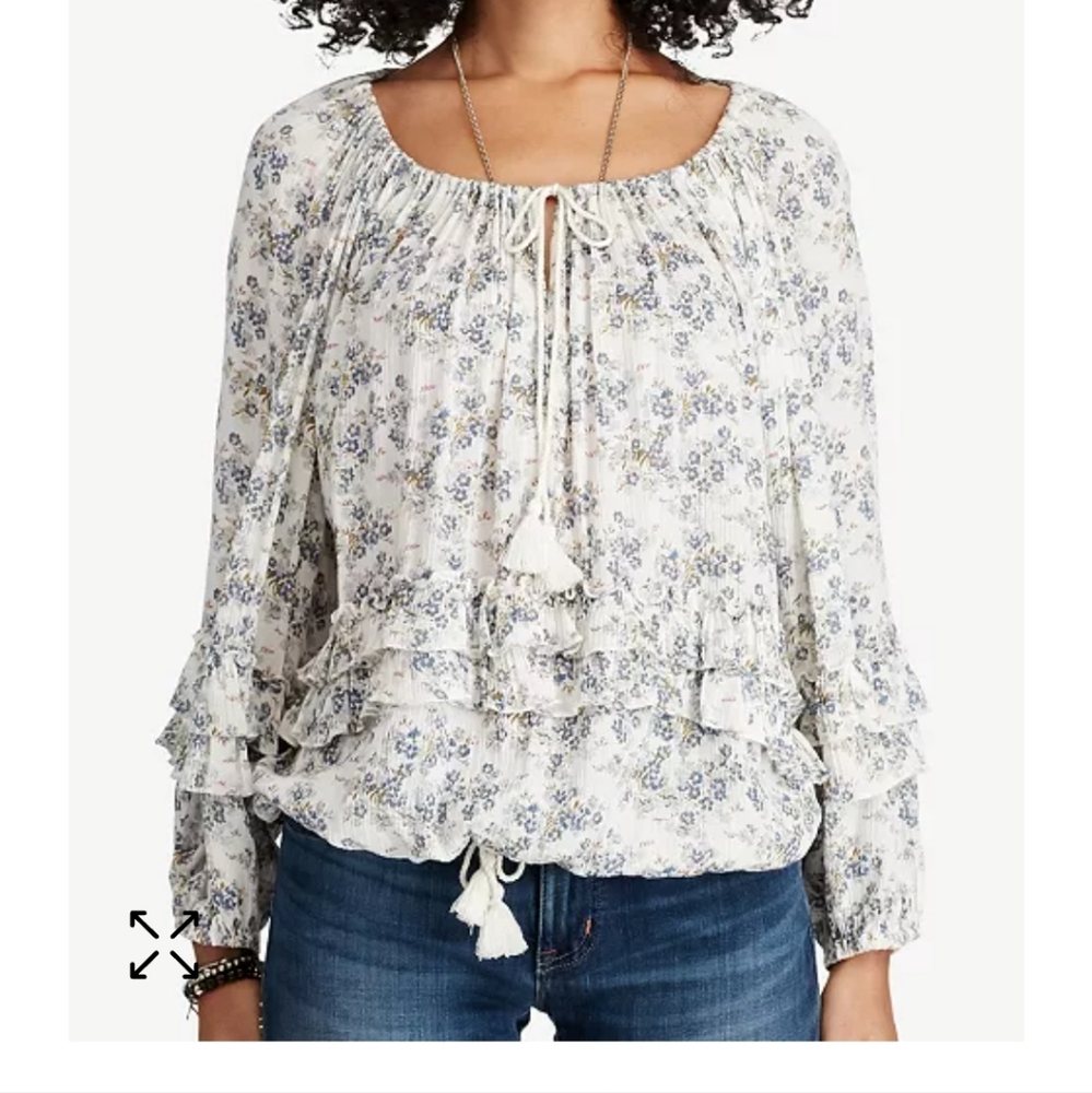 Denim &Supply Ralph Lauren Women's BohoBlouse Size S/P Paisley Pine/Olive Green